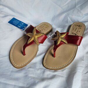 Miss Trish of Capri Red Starfish Sandals NWT